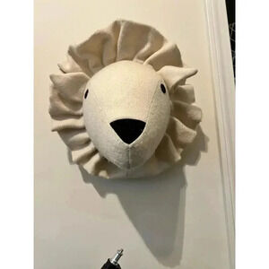 Mounted plush lion head